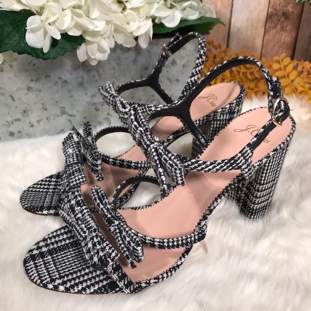 NEW J. Crew Stella Bow Heels in Glen Plaid - Picture 1 of 7